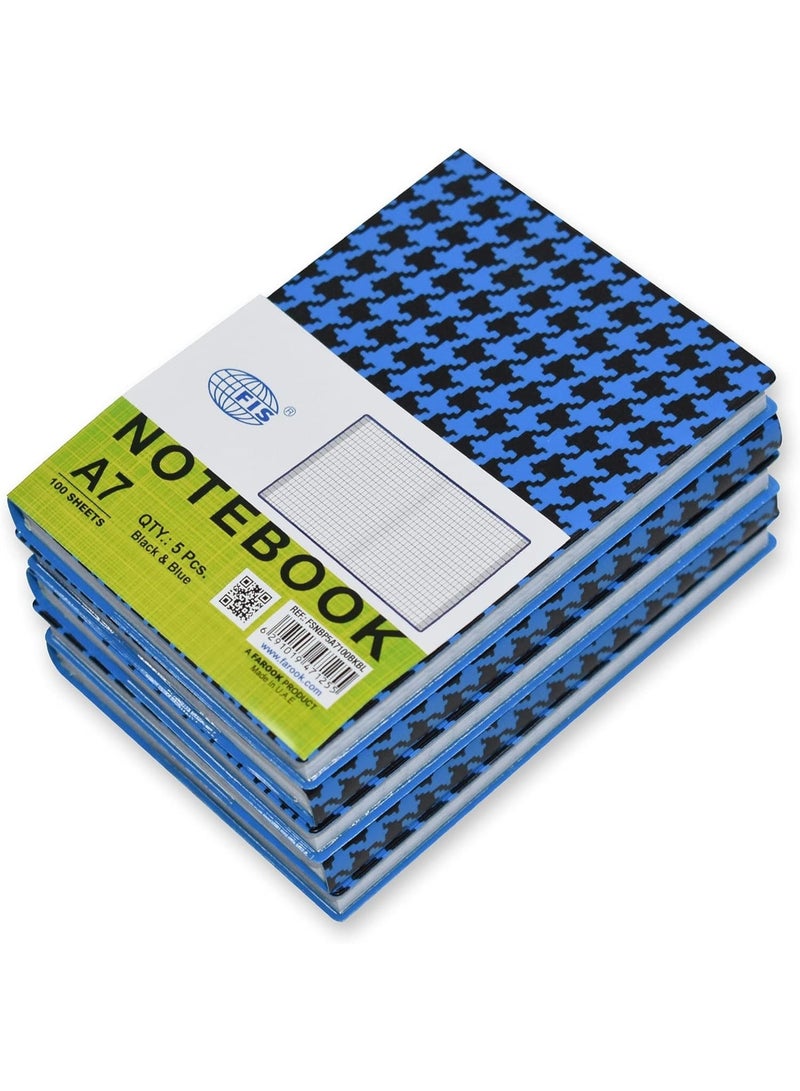 FIS PVC Soft Cover Square Lines Notebook Blue/Black Pack of 5 Pieces - Image 1